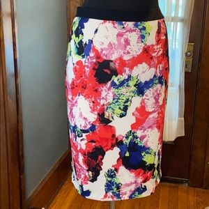 *SOLD* MILLY Abstract Floral Midi Scuba Skirt XL